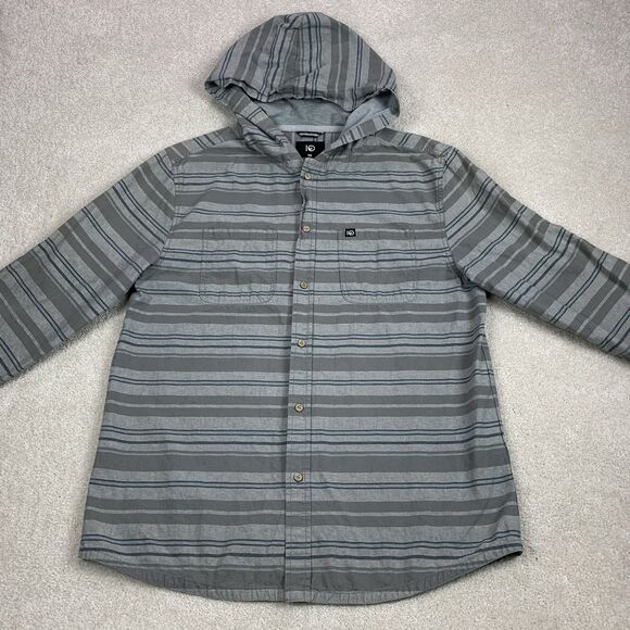 Tentree Linen Blend Hooded Long Sleeve Button Front Shirt Mens XL - Picture 3 of 16